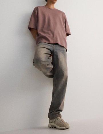 
						Tricou Oversize Reserved, roz pudra inchis