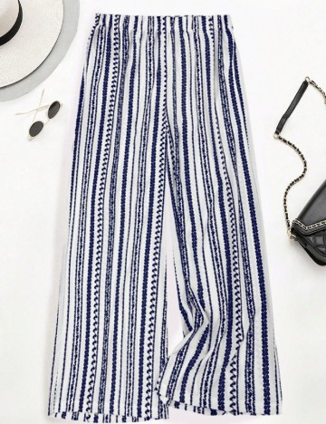
						Pantaloni SHEIN CURVE, alb/albastru