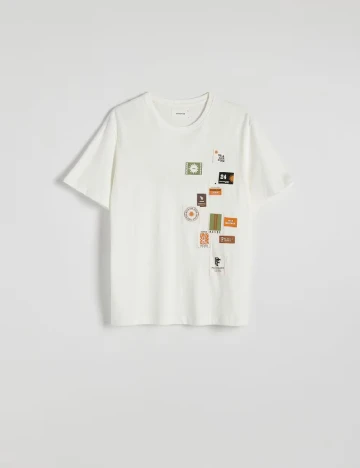 Tricou Reserved, alb Alb