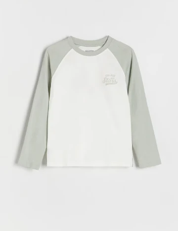 Bluza Reserved, alb/verde Alb