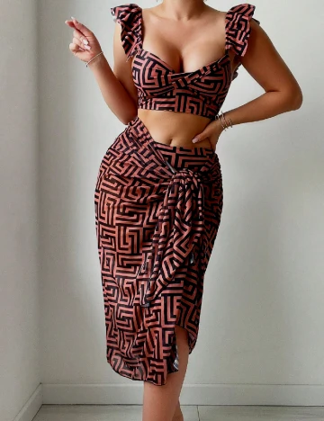 Costum de baie SHEIN, maro/negru Maro