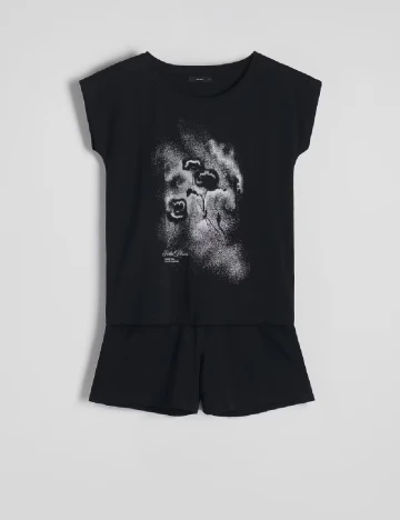 Pijama Reserved, negru Negru