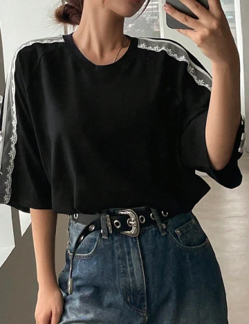 Tricou Oversize Dazy, negru Negru