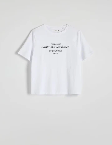 Tricou Reserved, alb Alb