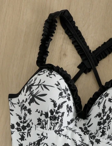 Costum de baie SHEIN, alb/negru Alb