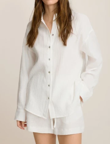 Camasa Oversize Reserved, alb Alb