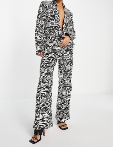 Pantaloni Kaiia, alb/negru