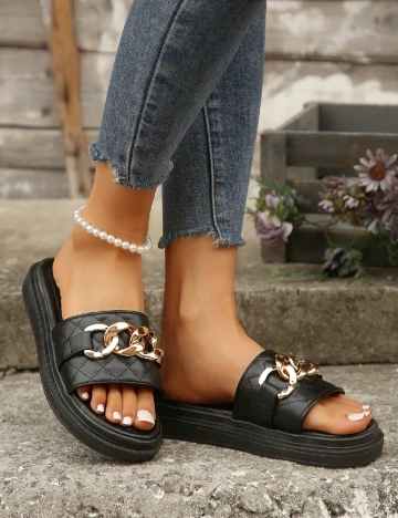 Slapi SHEIN, negru Negru