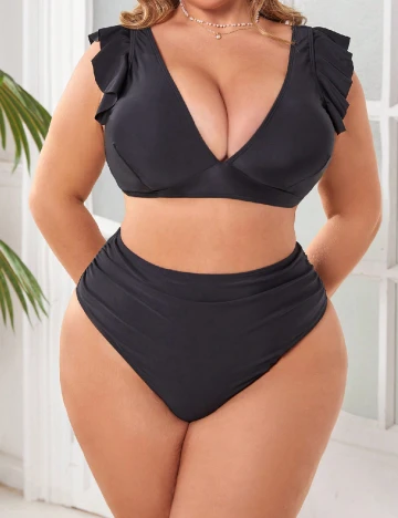 Costum de baie SHEIN CURVE, negru Negru