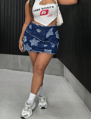 Fusta SHEIN CURVE, albastru Albastru