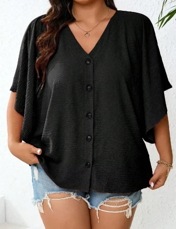 Camasa SHEIN CURVE, negru Negru