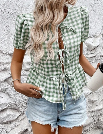 Bluza SHEIN, verde/alb Verde