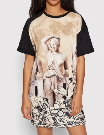 Rochie scurta Desigual, negru/bej