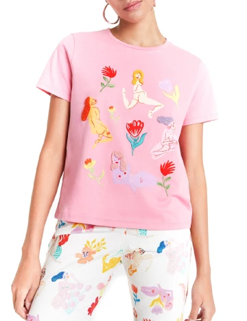 Tricou Desigual, roz Roz