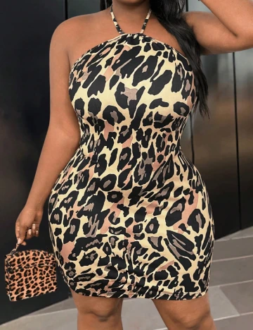 Rochie scurta SHEIN CURVE, animal print Animal print