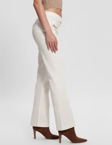 Pantaloni Guess, alb Alb