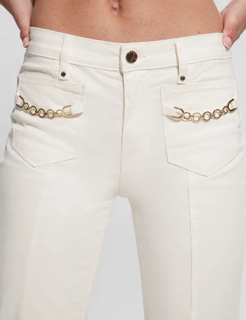 Pantaloni Guess, alb Alb