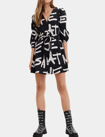 Rochie scurta Desigual, negru Negru