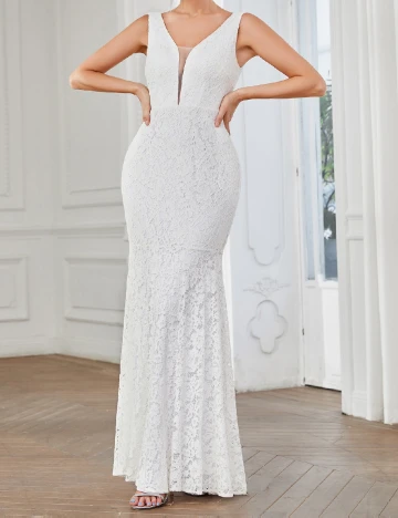Rochie lunga Ever-Pretty, alb Alb