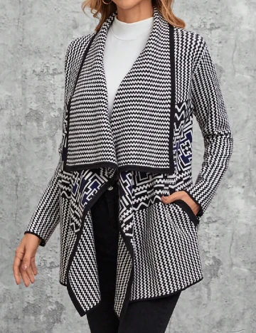 Cardigan Emery Rose, alb/negru Negru