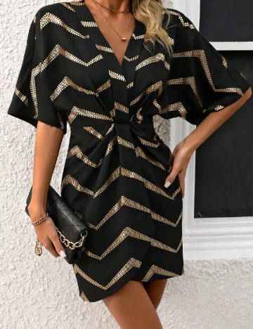 Rochie scurta SHEIN, negru/argintiu Negru