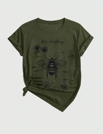 Tricou Romwe, verde/negru