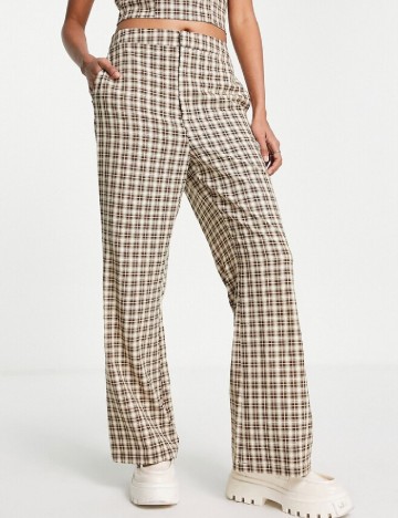 Pantaloni Lola May, crem/maro