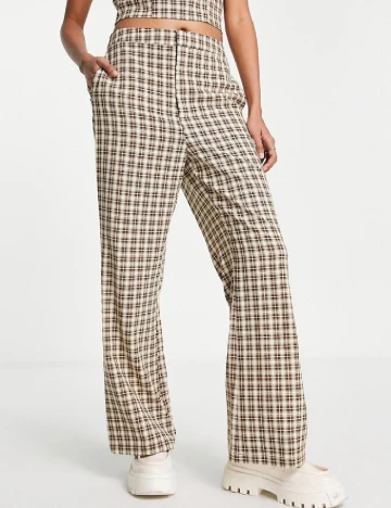 Pantaloni Lola May, crem/maro