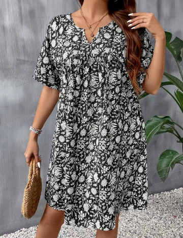 Rochie scurta SHEIN CURVE, alb/negru