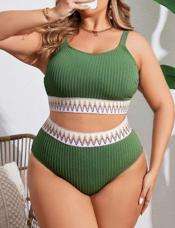 Costum de baie SHEIN CURVE, verde