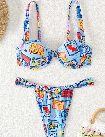Costum de baie SHEIN, albastru Animal print