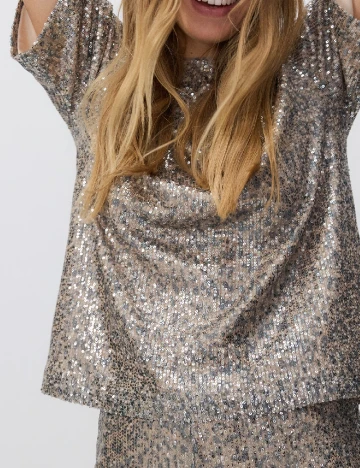 Bluza Reserved, crem/gri Crem