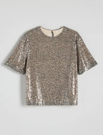 Bluza Reserved, crem/gri Crem