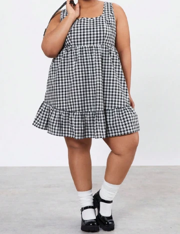 Rochie scurta Forever 21 Curve, alb/negru Negru