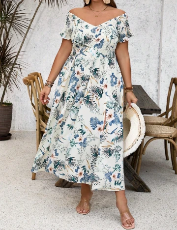 Rochie medie SHEIN CURVE, floral Floral print