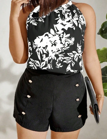 Compleu SHEIN CURVE, negru/alb Negru