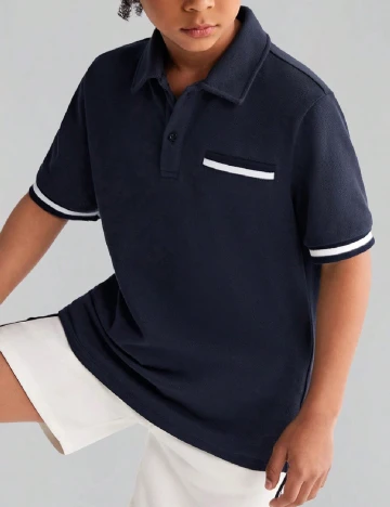 Tricou Shein Kids, bleumarin inchis Albastru