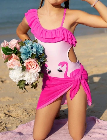 Costum de baie Shein Kids, roz Roz