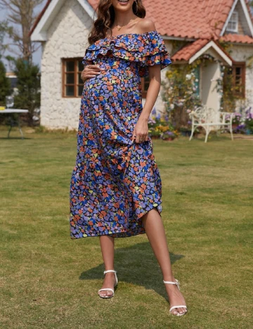 Rochie medie SHEIN Maternity, floral print Floral print