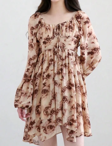Rochie scurta Dazy, bej Crem