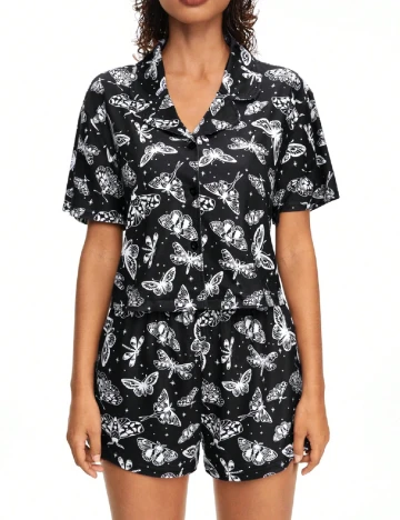 Pijama Romwe, negru Negru