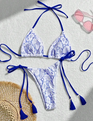 Costum de baie SHEIN, alb/albastru Alb
