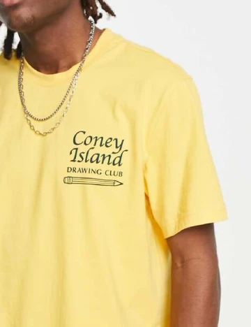 Tricou Coney Island Picnic, galben Galben
