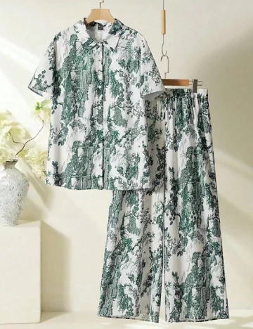 Compleu SHEIN CURVE, alb/verde Verde