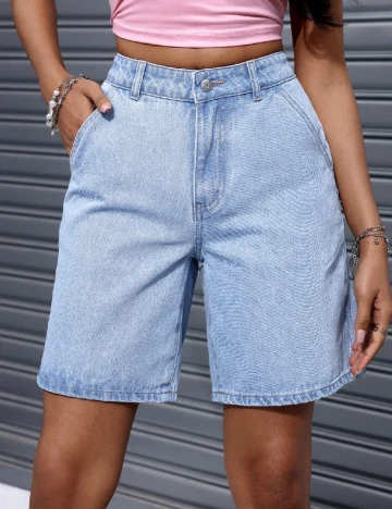 Pantaloni scurti SHEIN, albastru Albastru