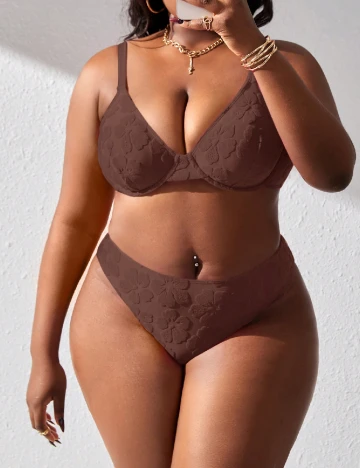 Costum de baie SHEIN CURVE, maro Maro