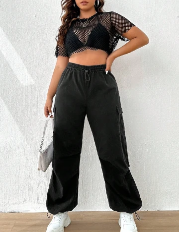 Pantaloni SHEIN CURVE, negru Negru