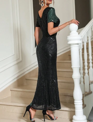 Rochie lunga SHEIN, negru/verde Negru
