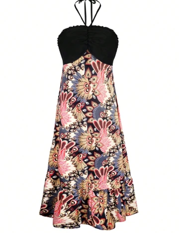Rochie lunga SHEIN CURVE, floral print Floral print