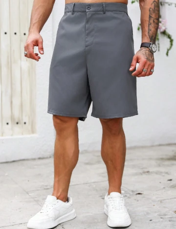 Pantaloni scurti SHEIN Plus Size Men, gri Gri